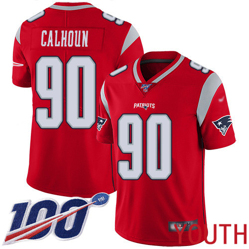 New England Patriots Football 90 100th Season Limited Red Youth Shilique Calhoun NFL Jersey